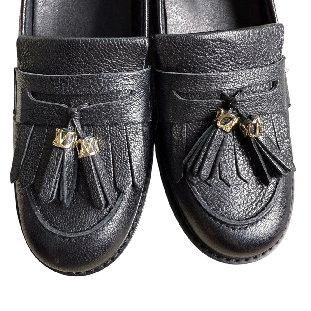 Naturalizer Womens Size 9 Black Desmond Leather Tassel Platform Loafer Lug Sole